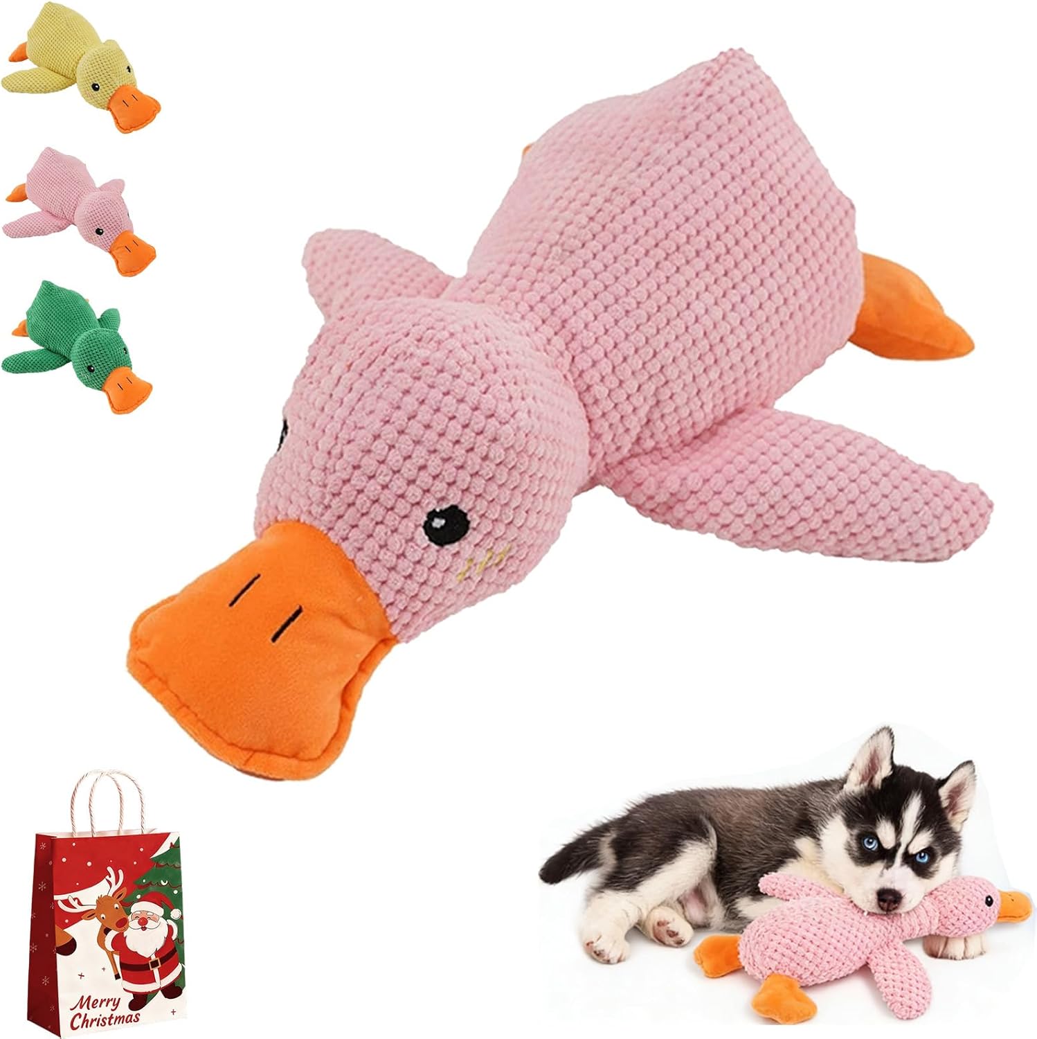 Quacking Duck Toy for Dog, 2026 New Calming Toy for Dogs, Yellow Duck Dog Toy for Aggressive Chewers, Interactive Plush Dog Toys with Soft Squeaker, for Large Medium Small Dogs (3pcs)