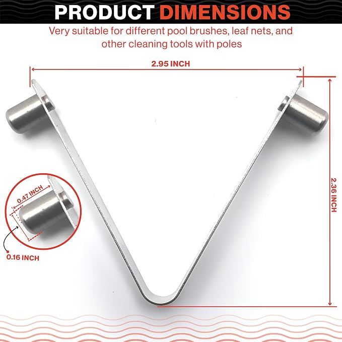 Clips V universales de acero inoxidable para piscina, pack de 3 miniatura 2