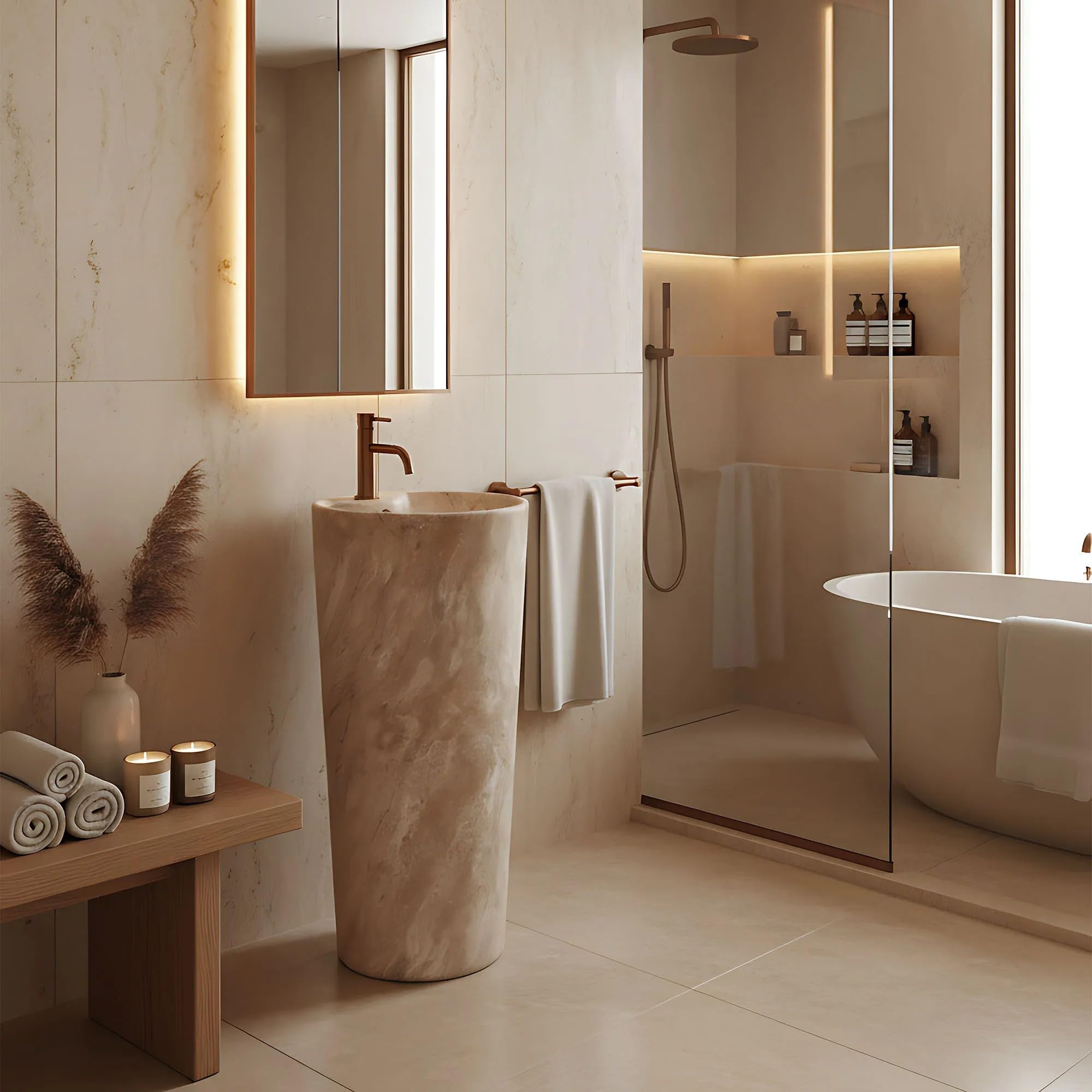 Lavabo De Pie Rea Blanka Savana Matt Beige 40X40X85Cm