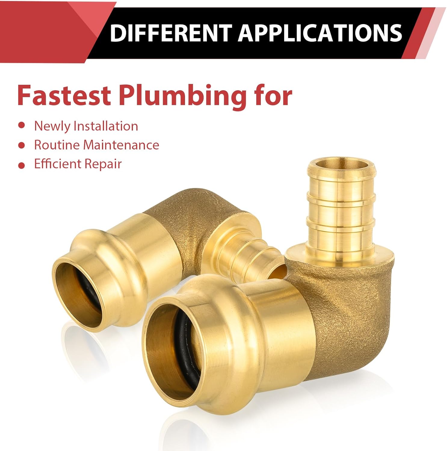 (Pack of 5) EFIELD 1/2" Copper Press X 1/2" PEX B Crimp Elbow Brass Fittings For Copper and Pex Pipe Connection,(PRESS091-5PCS)