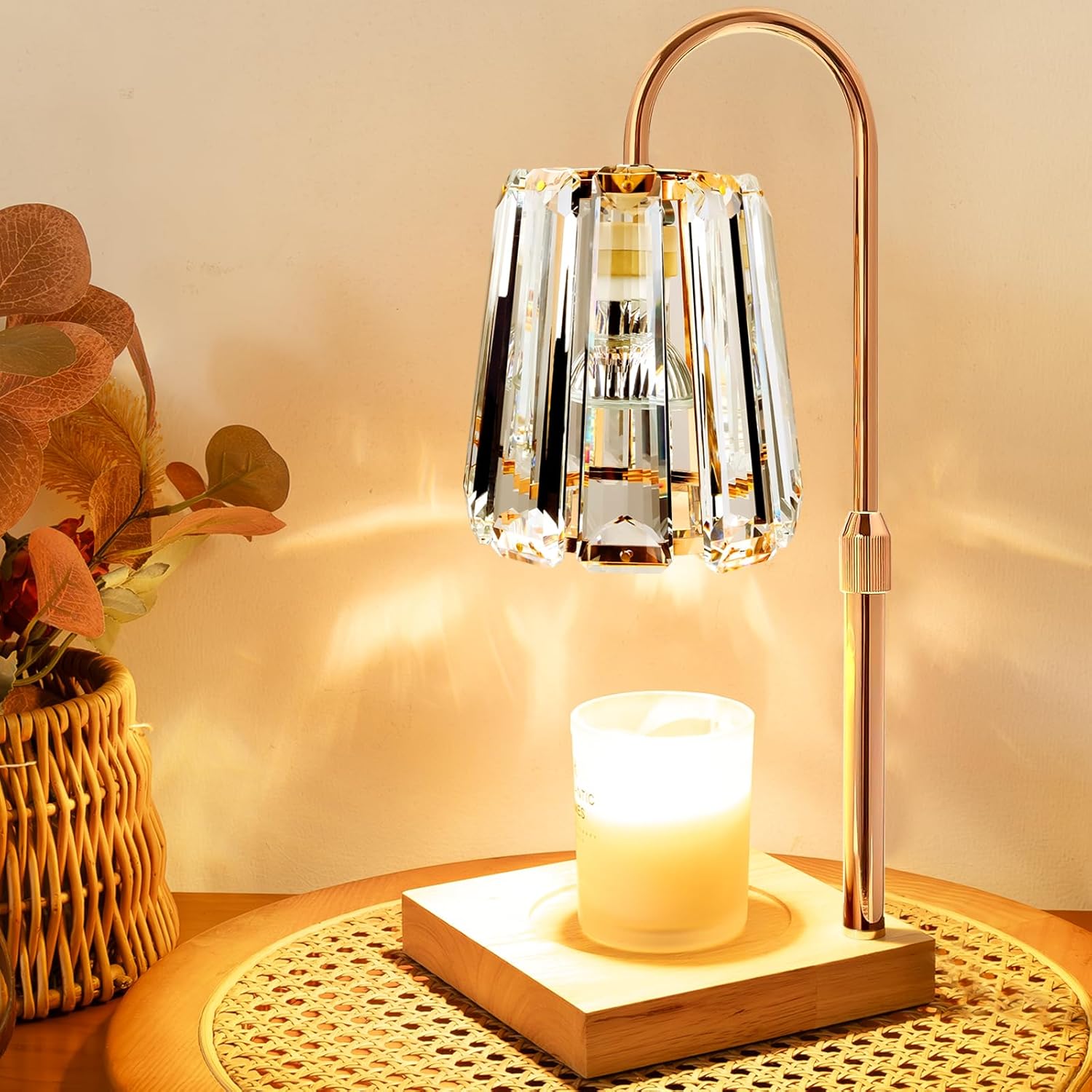 Candle Warmer Lamp with Timer – Adjustable Height Candle Warmer Dimmable Mothers Day Birthday Gifts for Women Crystal Lamp House Warming Gifts New Home Room Decor Wax Melt Warmer with 3 Bulb
