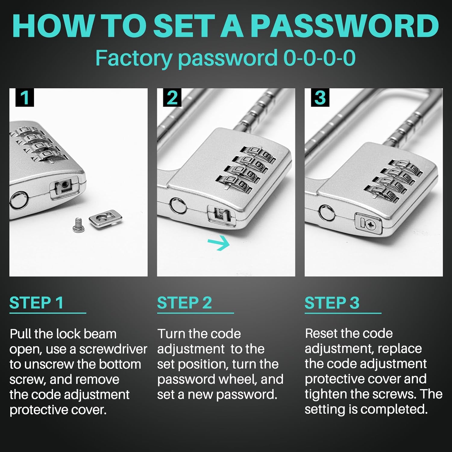 Gisafai 4 Pcs 4 Digit Combination Cabinet Lock U Shaped Code Gym 2.51 x 4.6 Inch Adjustable Padlock Metal Long Shackle Lock for Under 0.6" Width Outdoor College Fences Sports Lockers Gym