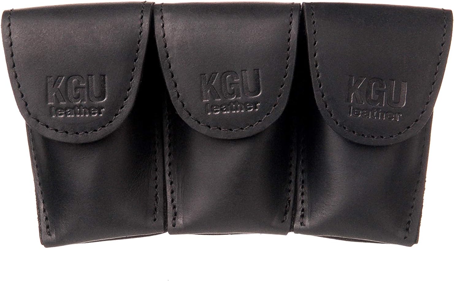 FRENCH HORN MOUTHPIECE POUCH (3 MODELS). CRAZY HORSE LEATHER. (Triple, Black) : Musical Instruments