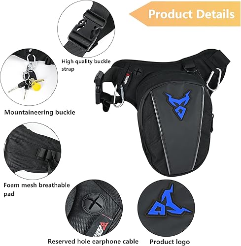 Miniatura 6 de MIGHTYDUTY Riñonera de motocicleta para hombre, cintura Oxford de gran capacidad para motocicleta, bolsa multifuncional de múltiples bolsillos para