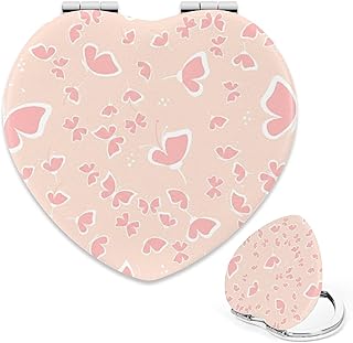 Floral Dot Print Purse Mirror, Cute Heart Mag...