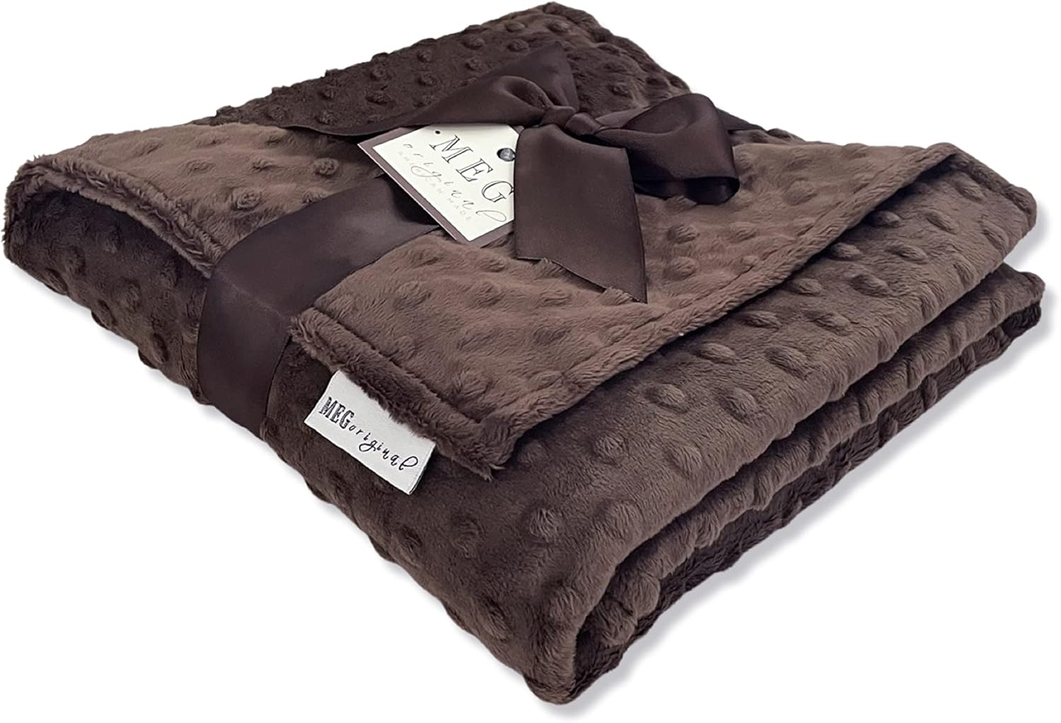 MEG ORIGINAL Chocolate Brown Minky Dot Baby Blanket