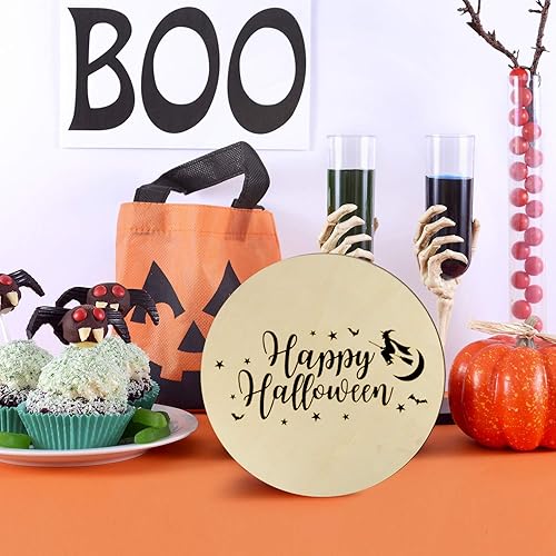 Miniatura 5 de Coopay 16 círculos de madera de 10 pulgadas, rebanadas de madera redondas sin terminar, recortes de madera natural para colgar puertas, pintura,