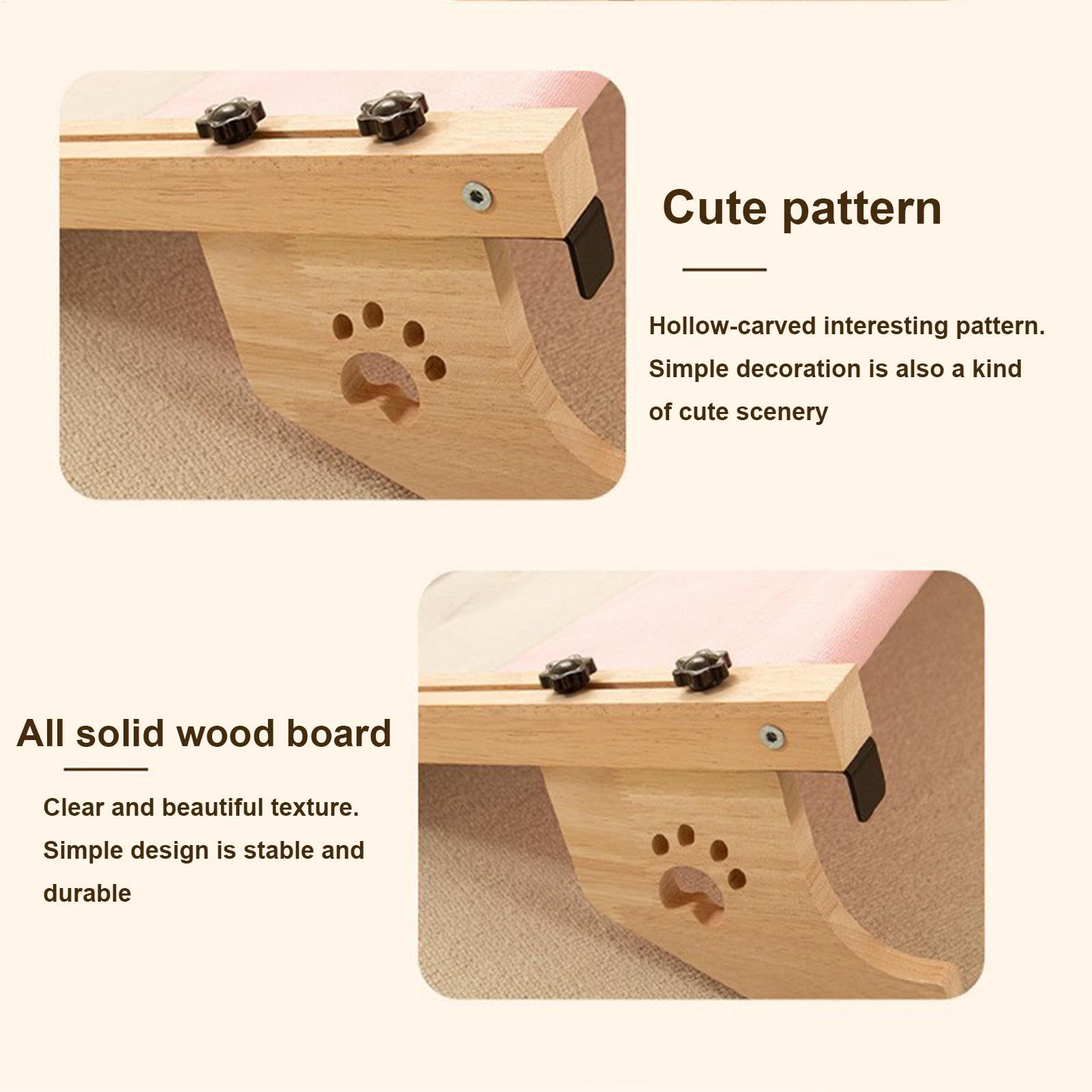 Amaca per gatti da sedia Resistente Regolabile In Legno E Metallo Trespolo | Design ad Amaca, in Legno e Metallo Robusto Per Gatti Di Taglia Grande E Cuccioli