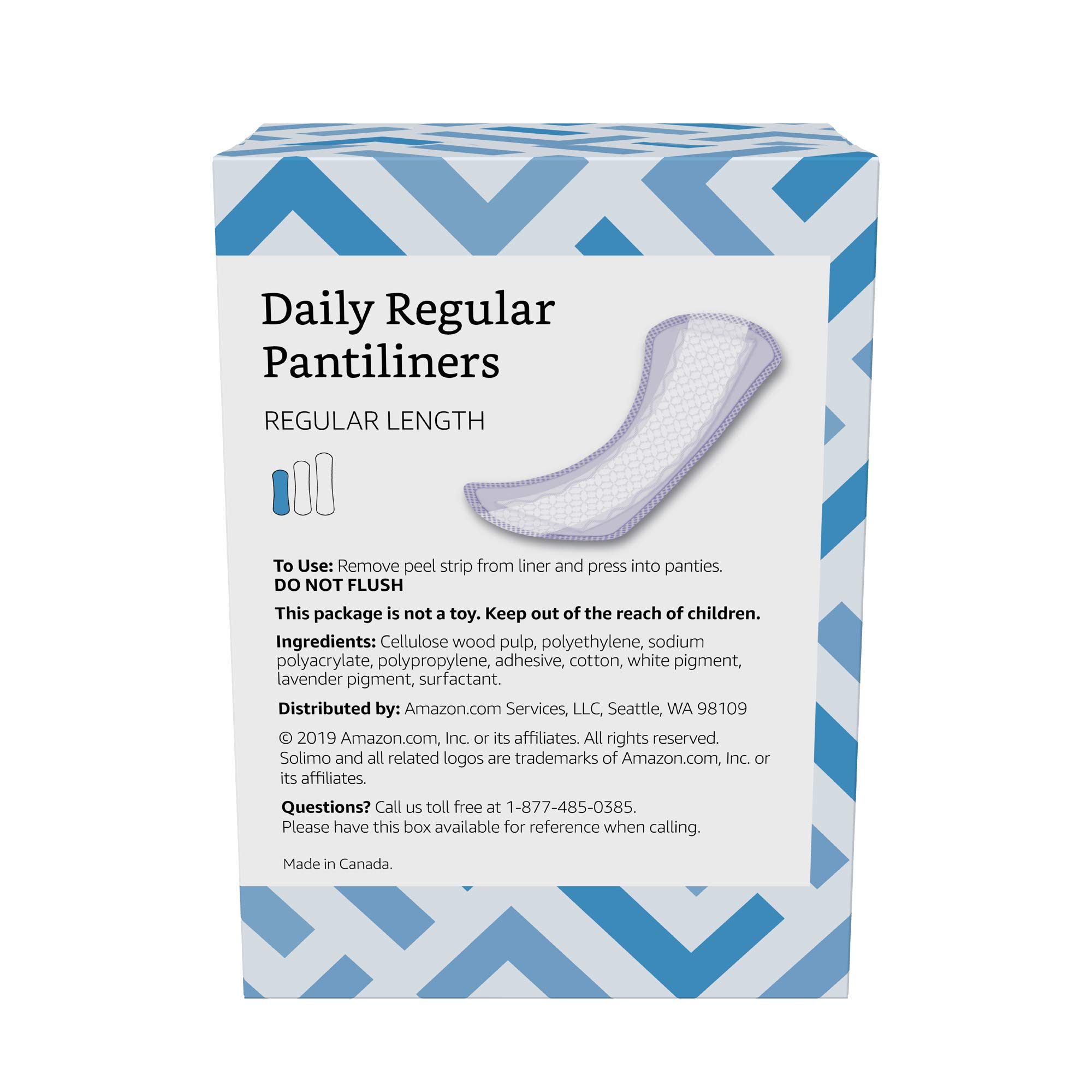 Amazon Brand - Solimo Daily Pantiliner, Unscented, Regular Length, 300 Count, 50 Count (Pack of 6)