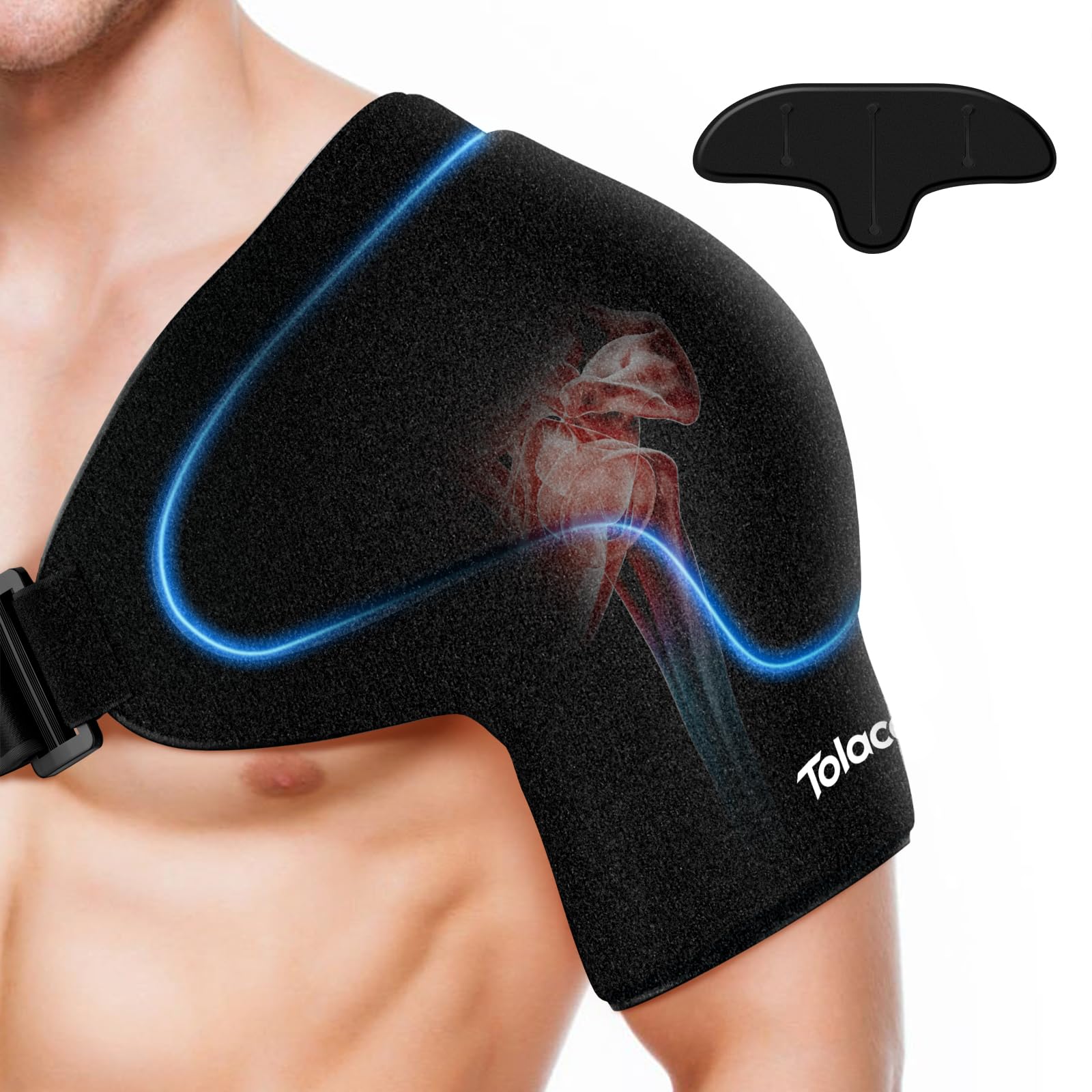 Shoulder Ice Pack Wrap with Triple Coldfocus Expert Gel for Long-Lasting Rotator Cuff Cold Therapy, Shoulder ice Brace Rotator Cuff Cold Therapy for for Pain Relief, Post Recovery (Large)