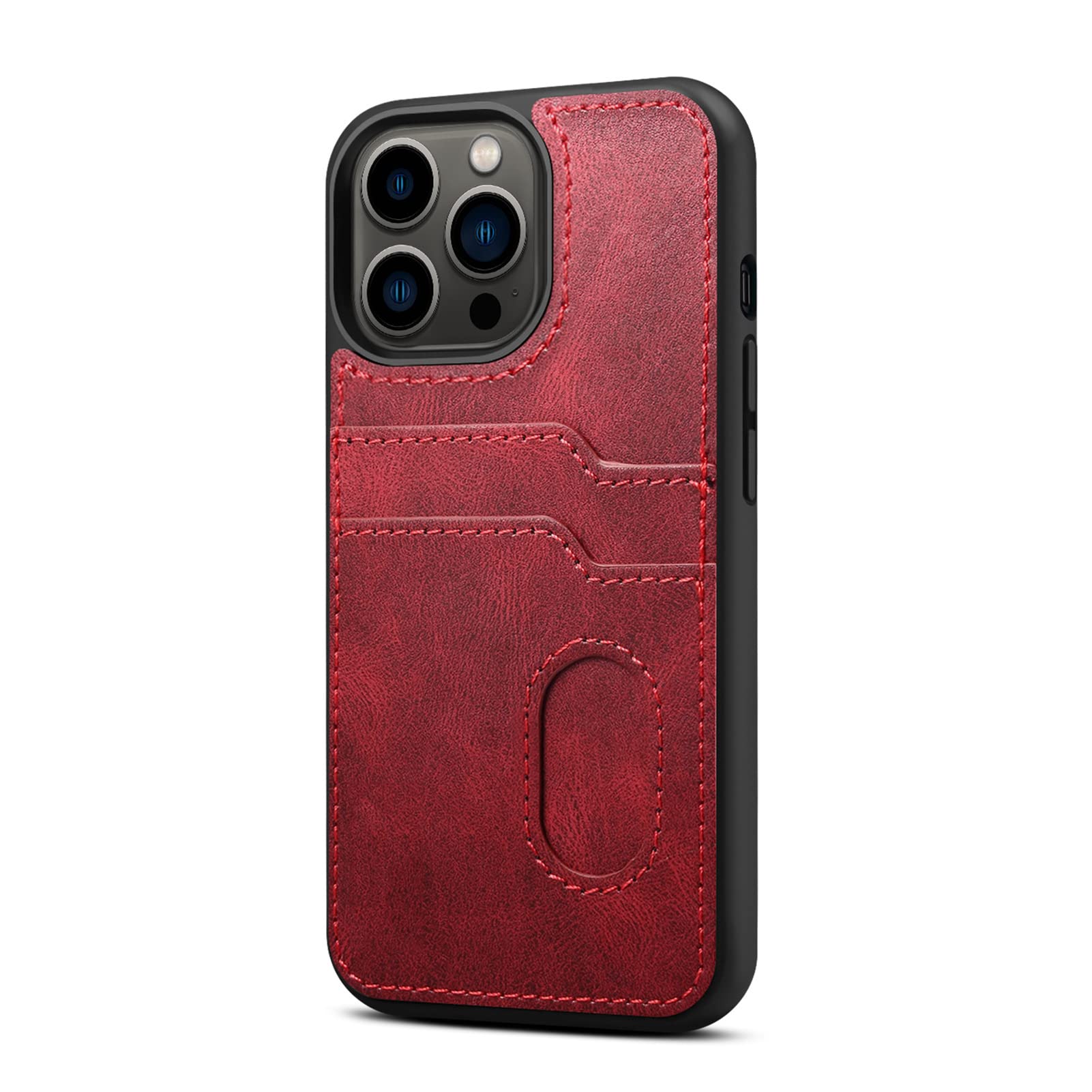 Custodia Portafoglio IPhone 13 Pro Con Tracolla E Supporto – Pelle PU, Porta Carte E Contanti (Rosso) - 2