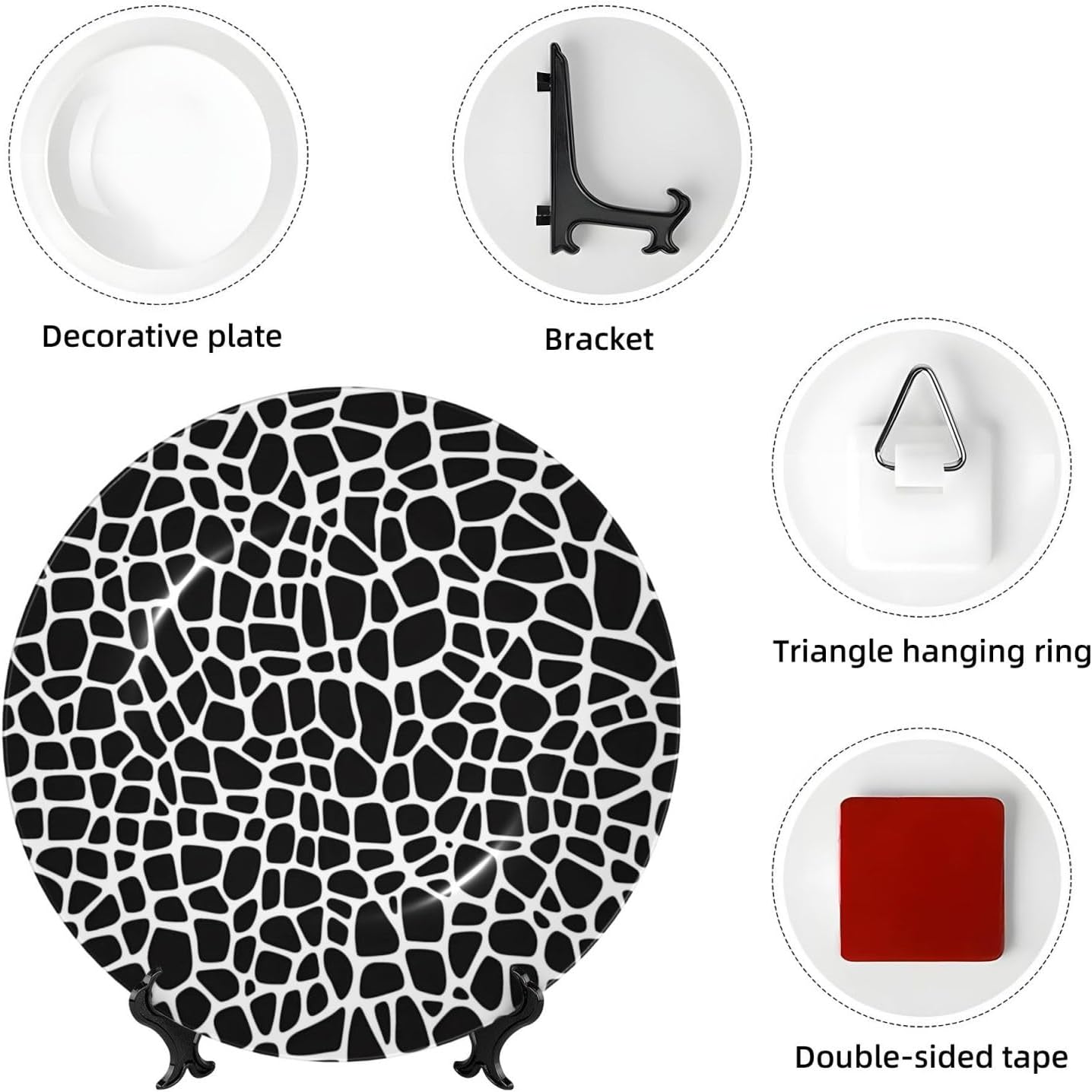 Alligator Skin Style Ceramic Plate Display Home Display With Stand Wall Hanging Plate For Home Decor 10 Inch