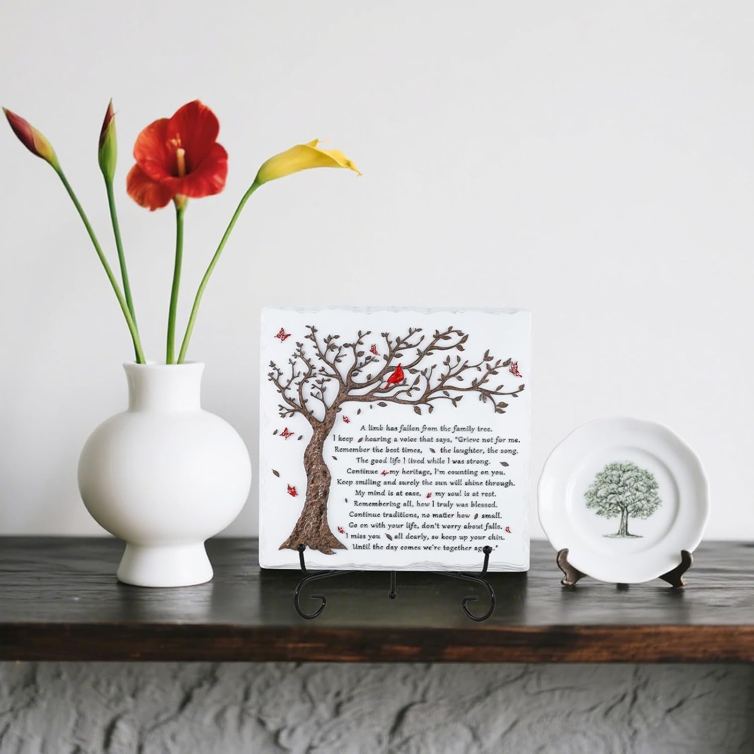 A Limb Has Fallen from The Family Tree-Sympathy Plaque with Iron Stand- In loving memory for Loss of Loved One Memorial Condolence Bereavement Grief Gifts-Wall Decor Table Decor - Image 3