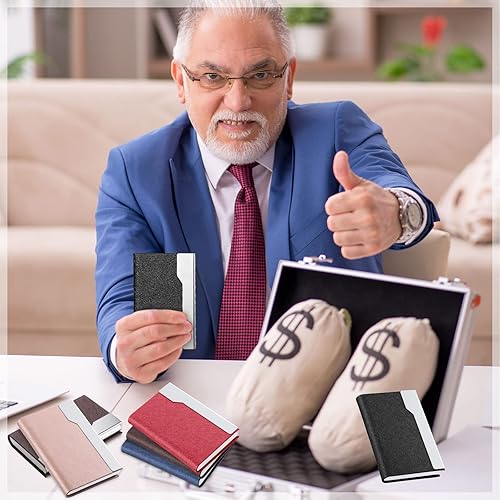 Miniatura 7 de Yexiya 10 fundas profesionales para tarjetas de visita, piel sintética a granel, acero inoxidable con cierre magnético, cartera para tarjetas de