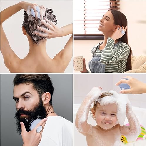 Miniatura 6 de Limpiador de barba para hombres, cepillo de silicona suave, masajeador de cuero cabelludo, cepillo de champú mejorado para eliminar la caspa para