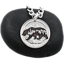 Engraved Mountain Scene Inside Bear Silhouette Necklace