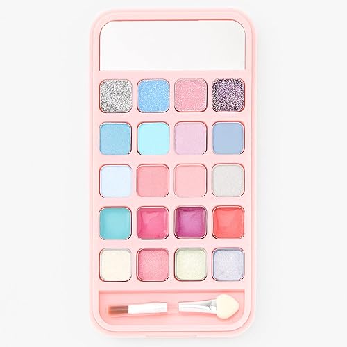 CLAIRES Juego de maquillaje para niños paleta de maquillaje para teléfono celular de cristal rosa degradado para niñas pequeñas kits de maquillaje