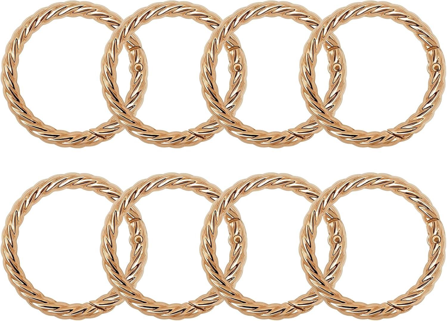 8pcs Twisted Spring O Rings Round,Metal Keychain-Keyrings & Purses