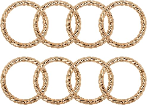 8pcs Twisted Spring O Rings Round,Metal Keychain-Keyrings & Purses | Purse Strap Connectors, Decorative Rope Design Key Rings for Keys, Plush/Charms, Hats, DIY Crafts Lanyard Accessories