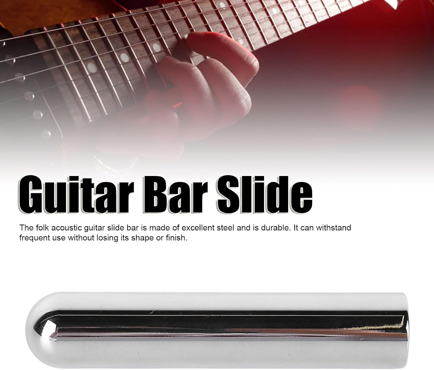 Guitar Roundnose Tone Bar, Stainless Steel Round Tone Bar Guitar Lap Slide Solid Roundnose Steel Guitar Bar Slide for Guitar Bass