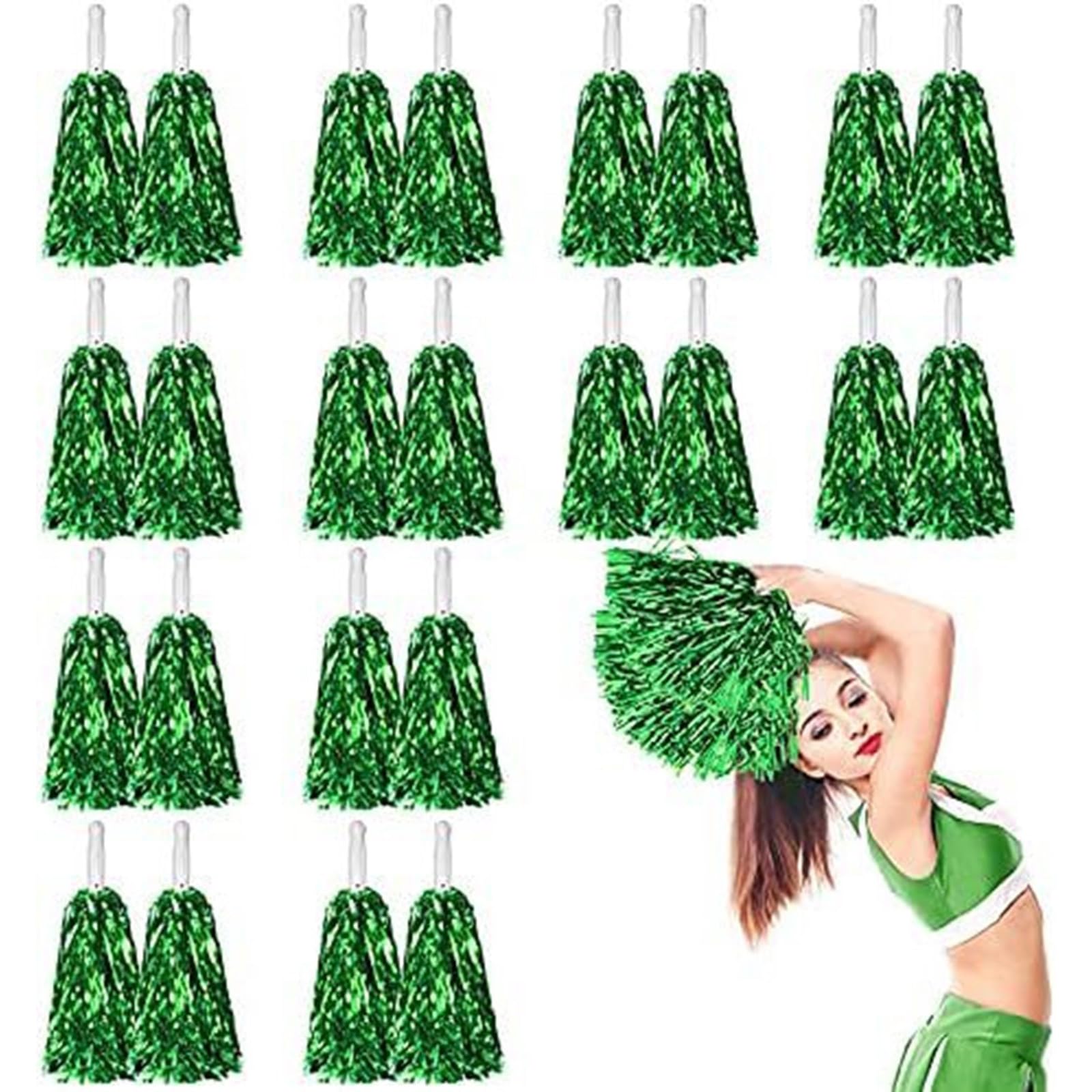 Glänzende Cheerleader-Pompons für Team-Wettbewerbe, festliche Feiern, buntes Cheerleader-Tanz-Pom-Set, 24 Stück