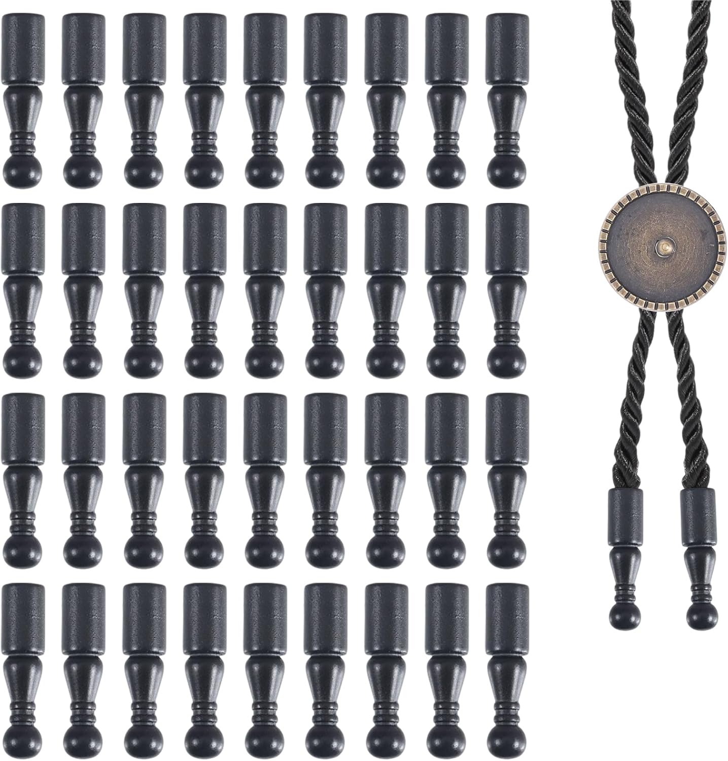 CHGCRAFT 36pcs Bolo Tie Tips Replacement End Caps Kit Bolo Tie Accessories for DIY Bolo Ties Making Accessories