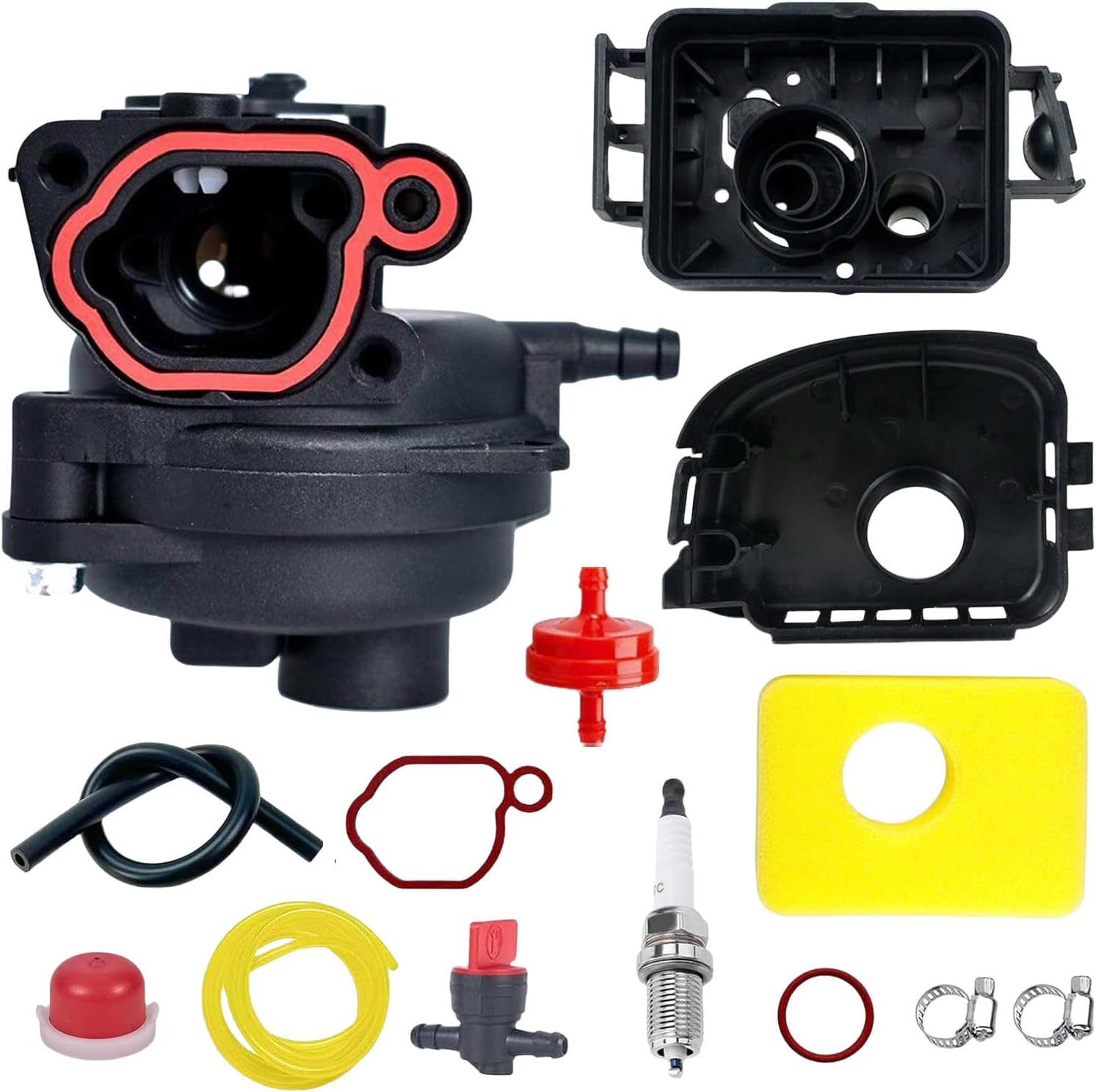 Carburetor Kit For Bolens 21" 140cc Lawn Mower 11A-B0BL765 11A-020W765 Compatible with Briggs & Stratton 300E 450E 500 550EX seires Engines - With Air Filter & Cover