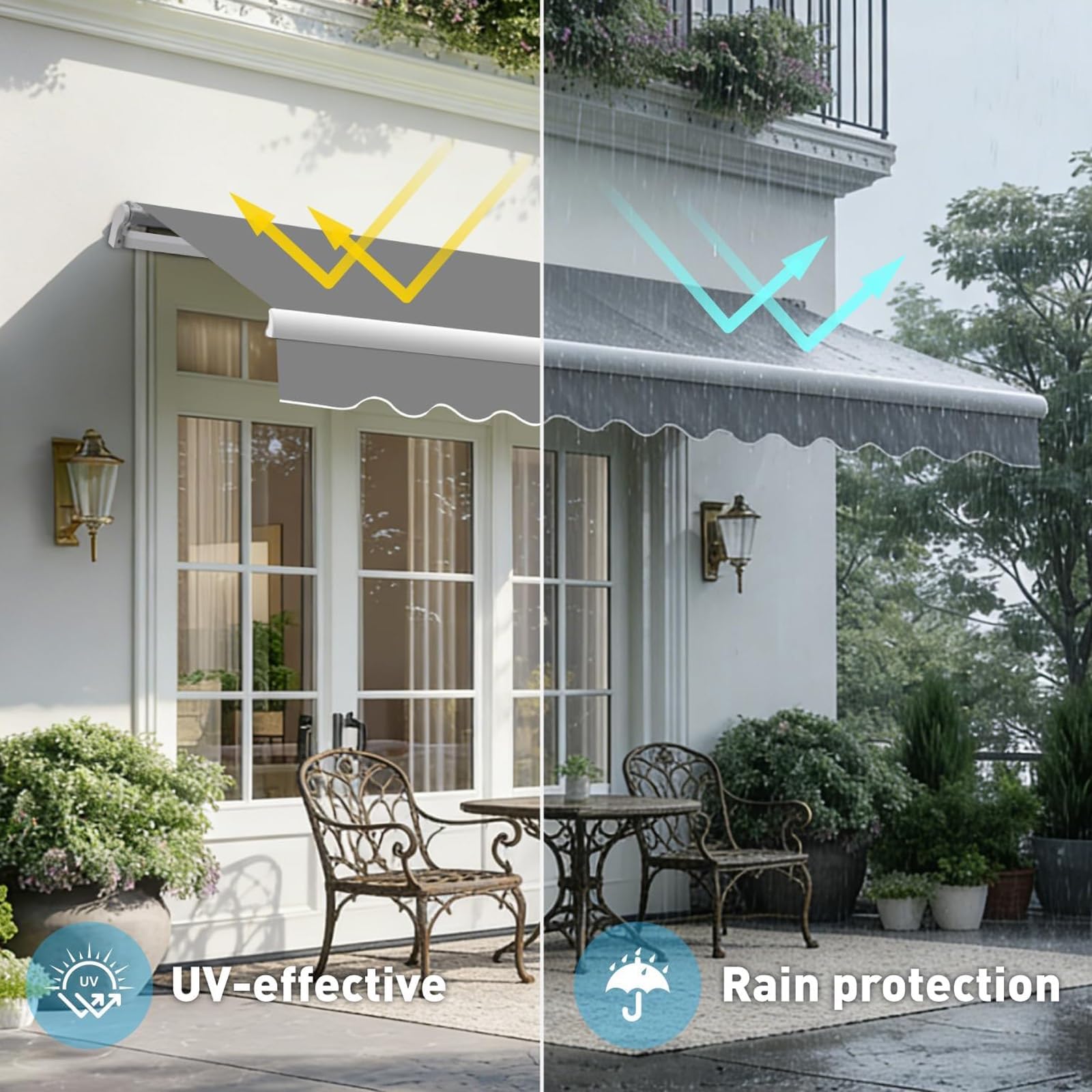 Telo per Tende da Sole Ricambio, Poliestere Resistente per Patio, Terrazzo, Esterno, Giardino, Copertura Superiore in Poliestere Impermeabile E Protezione UV