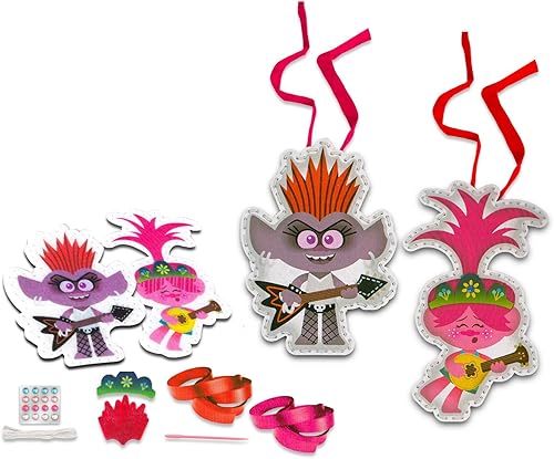 Miniatura 3 de Trolls - Juego de adornos de bricolaje  Paquete con adornos de trolls, kit de manualidades de costura con fieltro, hilo y más calcomanías de trolls,