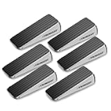 Strongest Home Heavy Duty Door Stopper Wedge (6 Chrome PCs) | Non-Slip Rubber and Metal Door Stop for Heavy Doors| Work on Wood, Tile, Carpet + 6 White Wall Protectors