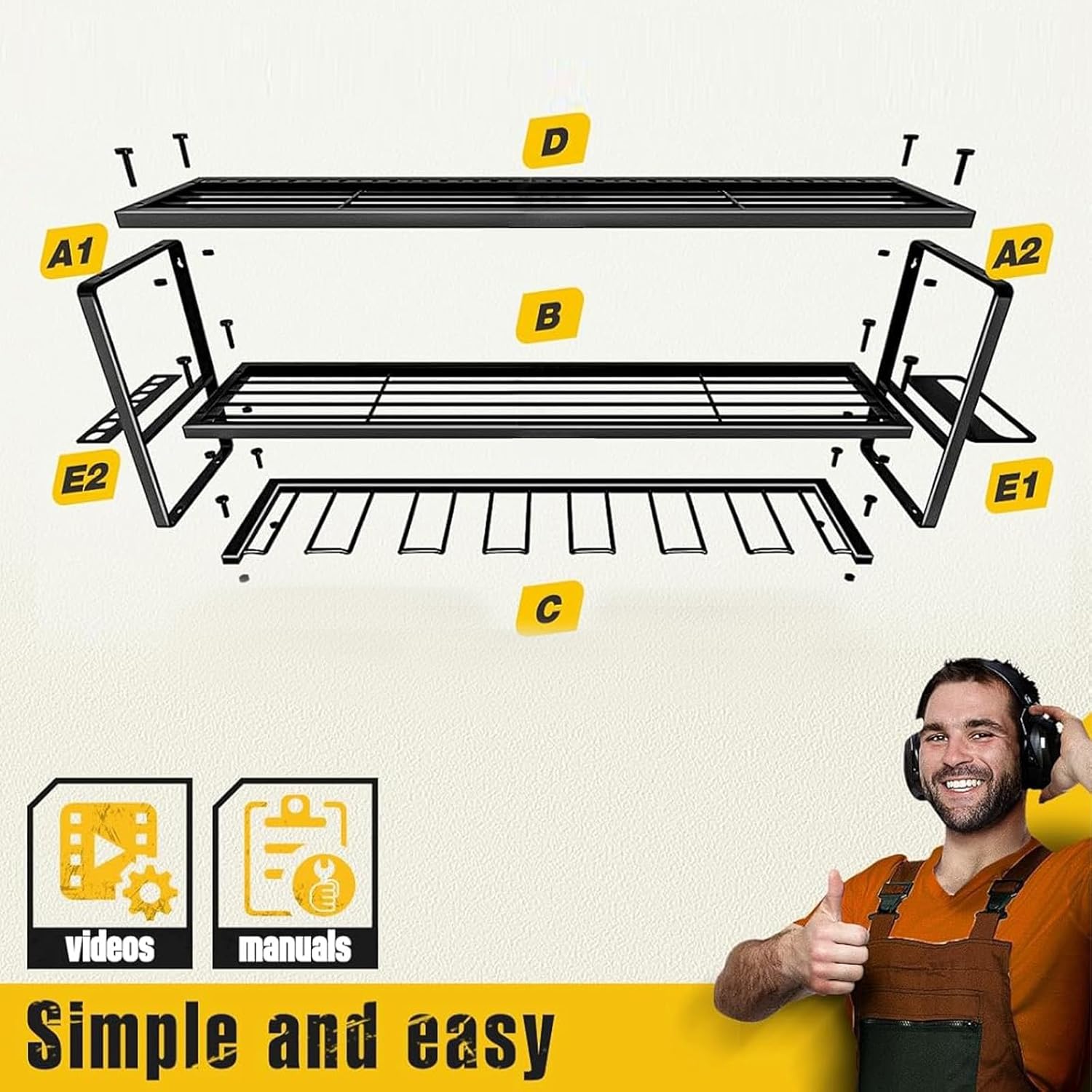 3-Tier Power Tool Organizer Stand Wall Mount with 7 Heavy Duty Cordless Drill Hanger Storage Rack and Battery Shelf for Garage Organization, Workshop, Shed (26Inch, 260LBS Capacity)