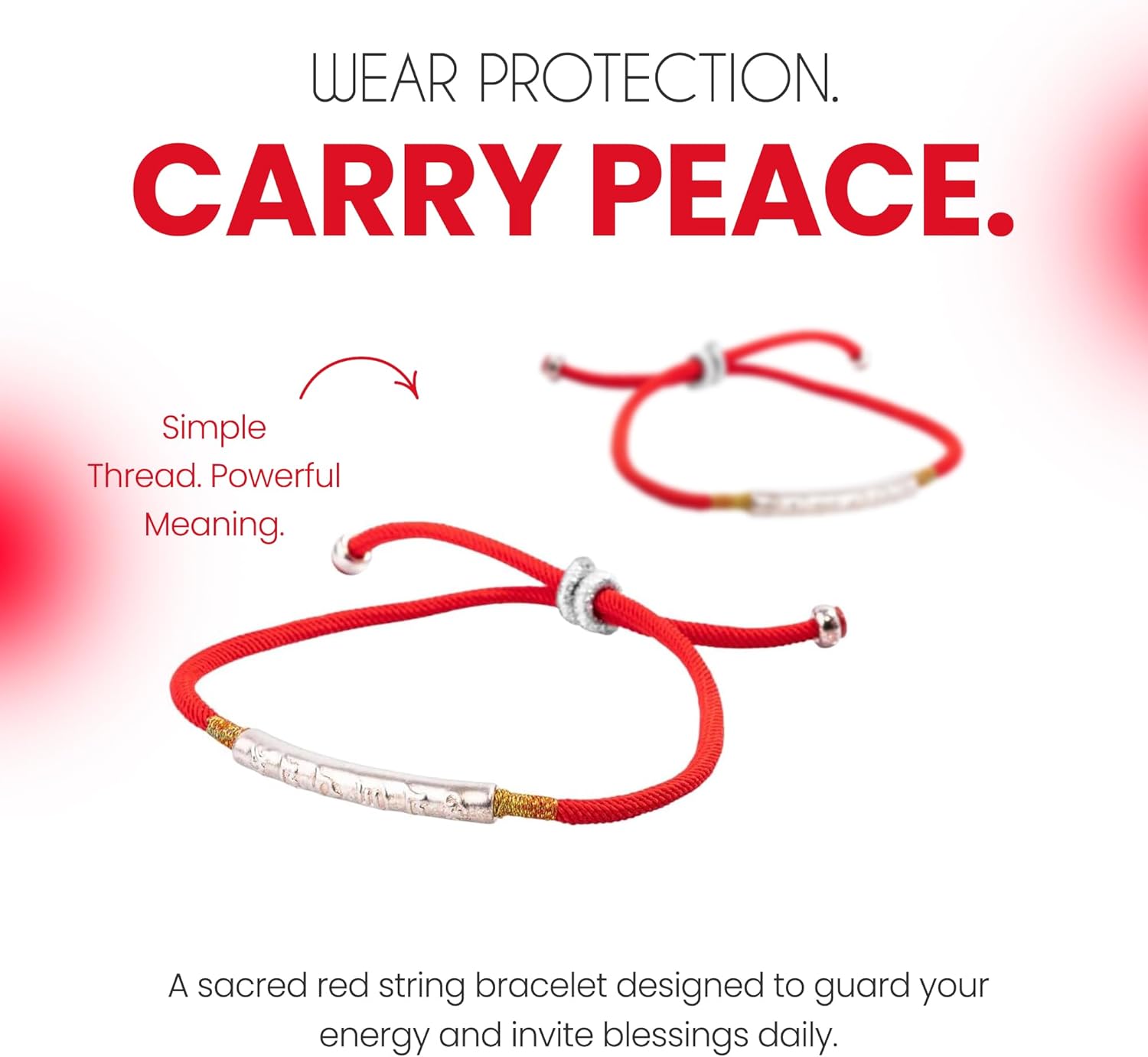Buddha & Karma Tibetan Red String Bracelet - Handmade Buddhist Lucky Charm for Protection, Good Fortune & Positive Energy - Spiritual Bracelet for Men & Women - Adjustable Bracelets for Daily Wear