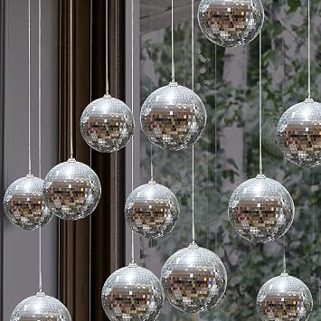 2 Pack Mirror Balls, 10cm Silver Disco Ball Reflective Mirror Ball