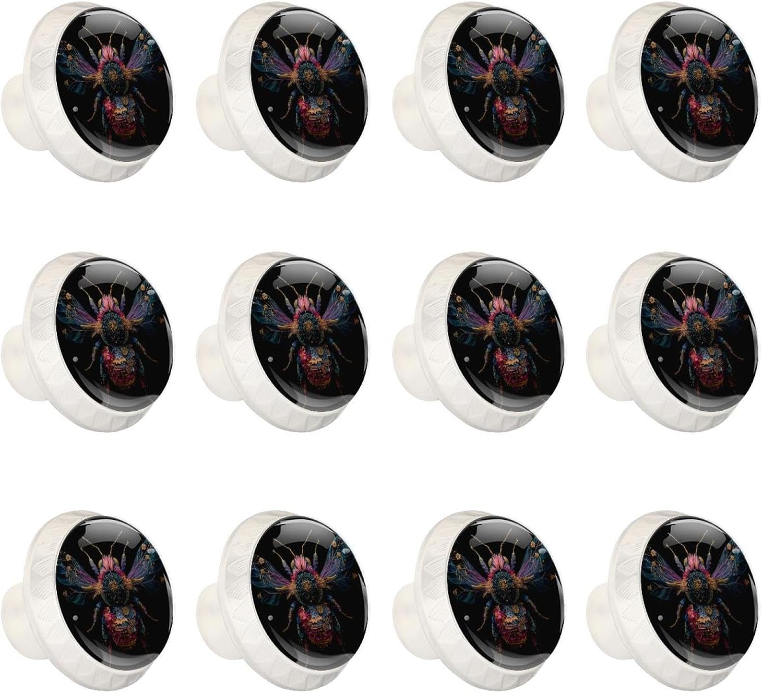 Black Agate Marble (2) Crystal Glass Cabinet Knobs, Stylish Drawer Pulls for Dresser Wardrobe, Easy Install Hardware for Kitchen