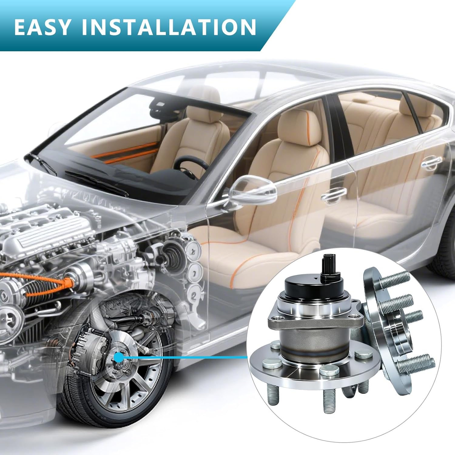 512403 Rear Wheel Hub & Bearing Assembly fit for Toyota Corolla 2009-2019/Matrix 09-14, Pontiac Vibe 2009-10 w ABS 5 Lugs 2Pack