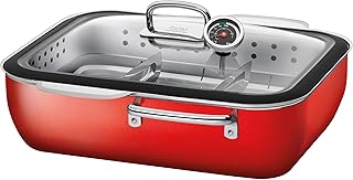 Silit 2136284772 Cuit-Vapeur avec Couvercle 34 cm, Émail, Rouge, 24 cm