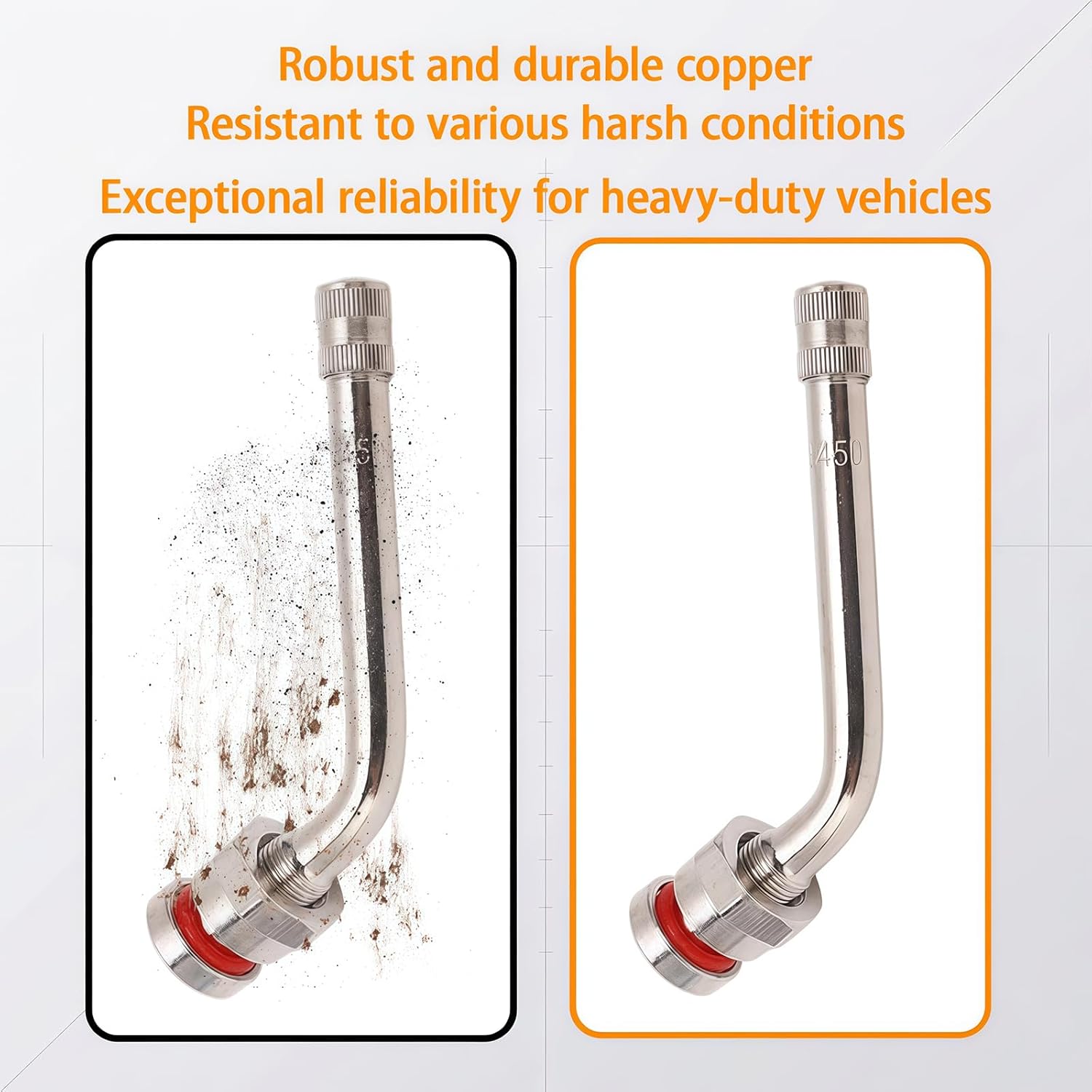 10 Pack TR543E Truck Tire Valve Stems Extension Clamp Heavy Duty 75 Degree Bend Clamp-in Tire Valve Stem Aluminum Wheels Fits 9.7mm Rim Hole Trucks Buses Motorcycle