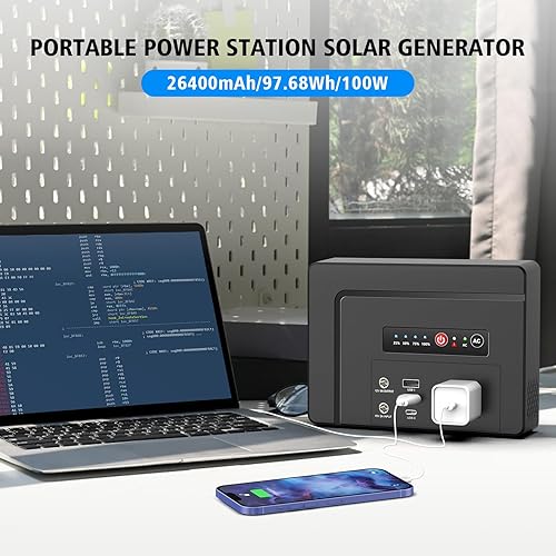 Miniatura 4 de Powkey Estación de energía portátil de 100 W97.68 Wh con bombilla de 10 W, generador portátil para camping, banco de energía portátil con salida de
