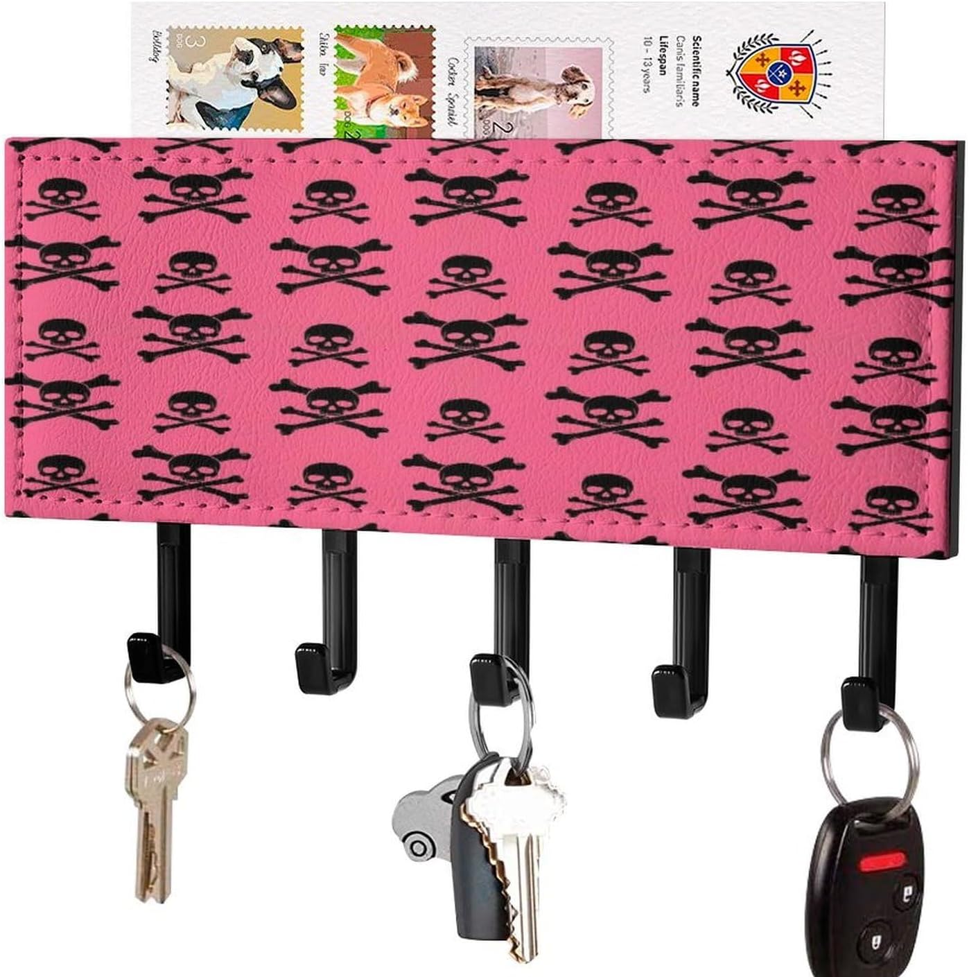 Pink Skull and Crossbone Key Holder for Wall Decorative