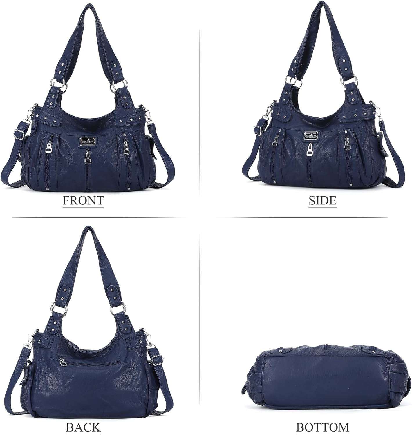 Angel Kiss Large Purses and Handbags for Women Washed Faux Leather Crossbody Hobo Satchel Shoulder Handbag Tote Purse - Image 4