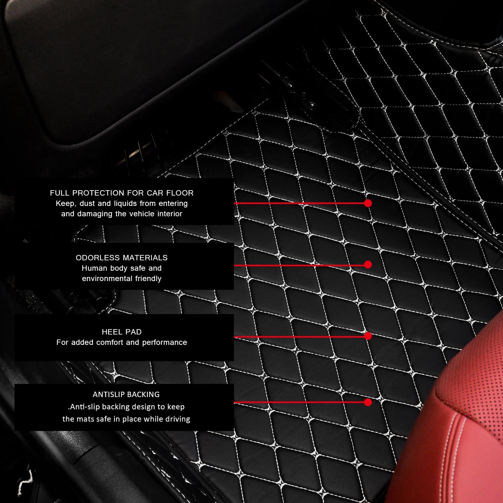 Custom car Floor mats Suitable for 99% car Truck SUV,car mats All Weather Personalized,Full Coverage Luxury Car Mats, Anti-Slip Leather Floor mats. (Green and Black)