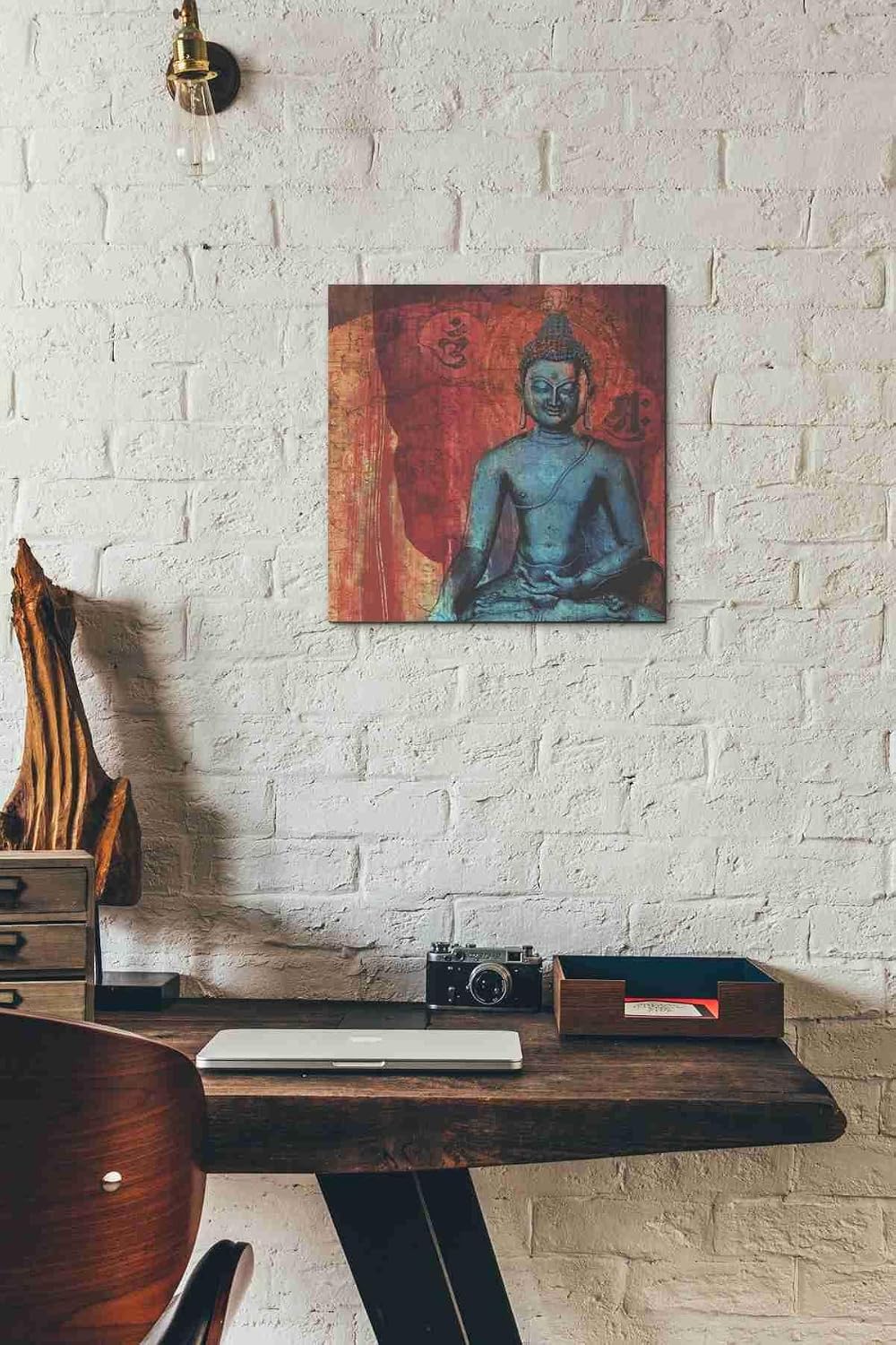 Epic Graffiti 'Blue Buddha' by Elena Ray Canvas Wall Art, 12" x 12"