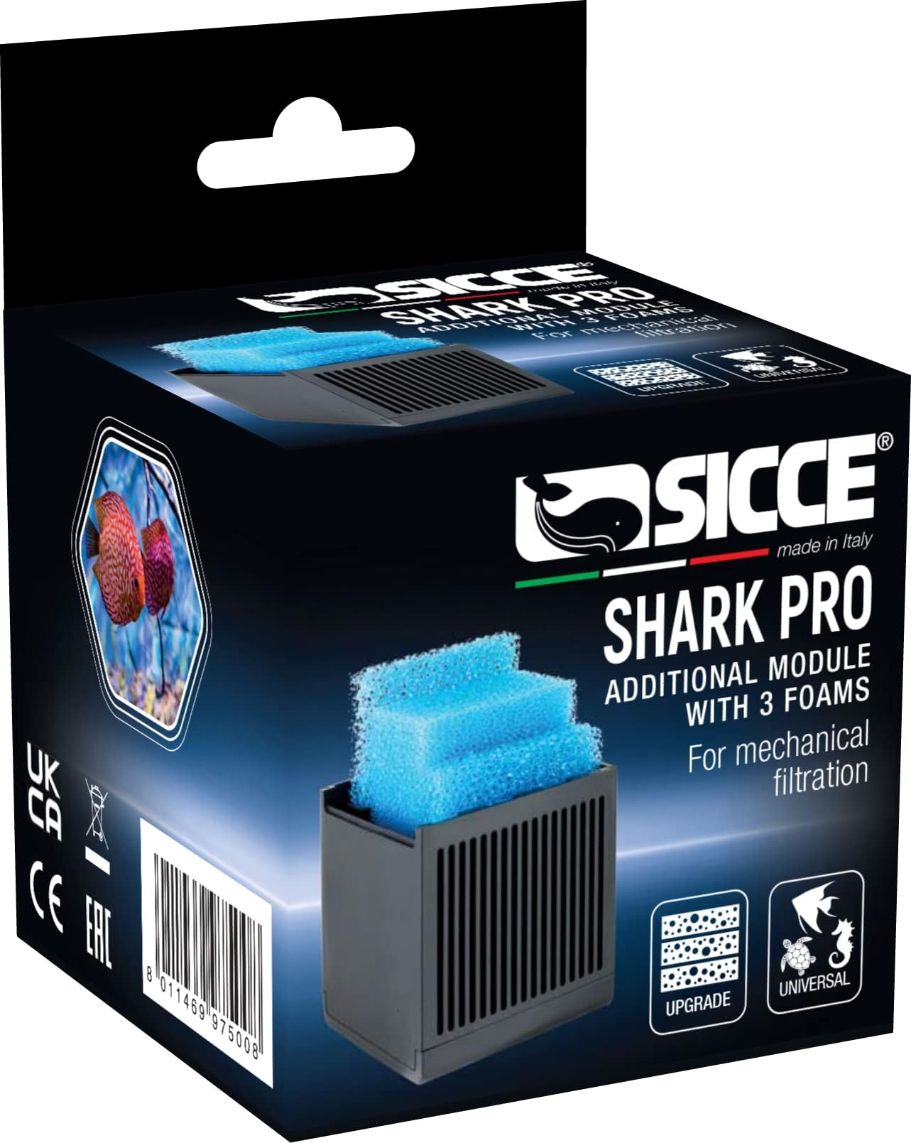 SicceShark PRO Replacement Cartridges, Freshwater and Saltwater, for submerged use (Module with Sponge (2pcs. 20ppi, 1pc. 30ppi))