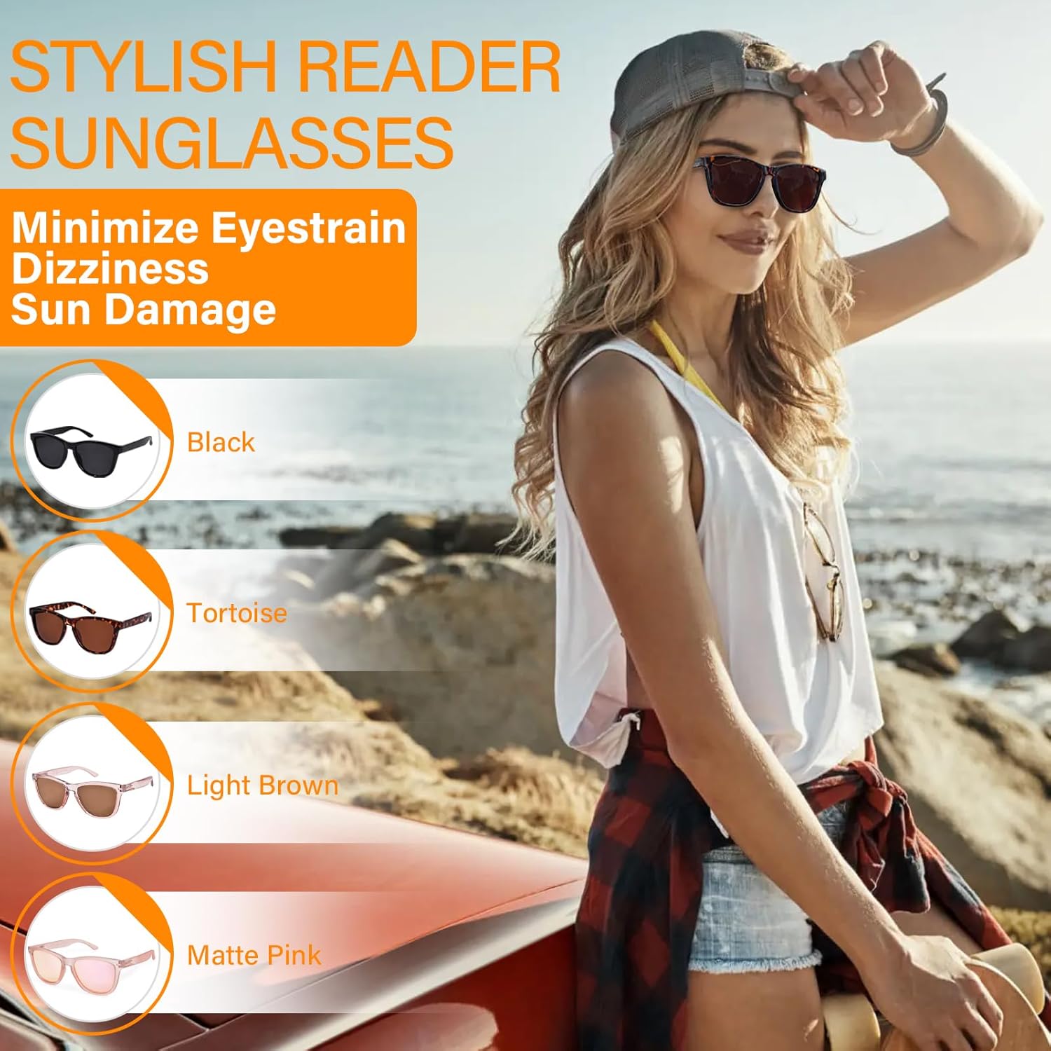 Reading Sunglasses for Women Men Full Lens Outdoor Readers Sunglasses UV Protection Sun Readers (Not Bifocal) - Image 6