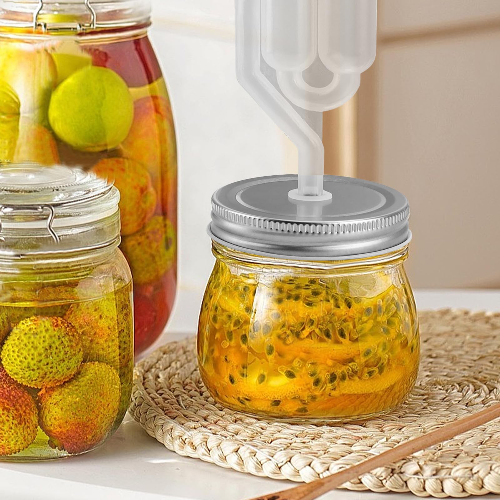 2 barattoli con coperchio da 3 l, grandi contenitori in vetro con