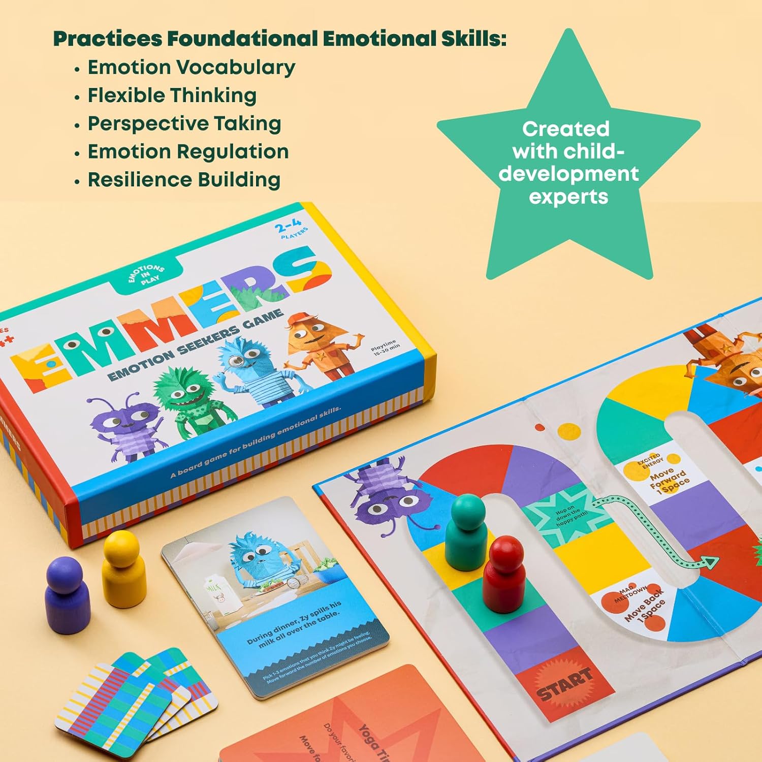 Emotion Seekers Game – Kids Board Game for Social Emotional Learning – Teaches Social Skills, Emotion Regulation & Empathy – Families & Therapy Educational Tool – Ages 4+