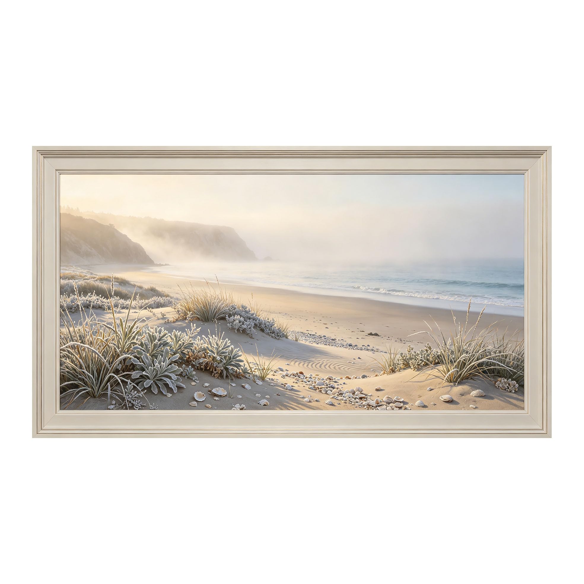 Yzpallescene 3D Framed Wall Art 50cm×100cm Coastal Seascape Panoramic Ocean View Impressionist Large Size SelfAdhesive Removable Wall Decor Prints Artwork for Living Room Bedroom Office