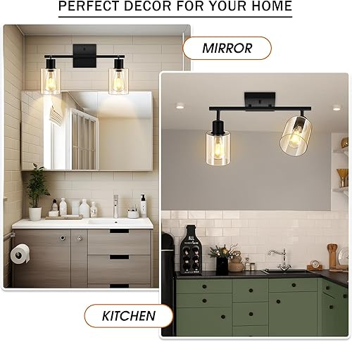 Miniatura 7 de Luminaria de riel, moderna lámpara de cocina con pantalla de cristal, luces LED giratorias de 2 luces, apliques de pared semiempotrados para