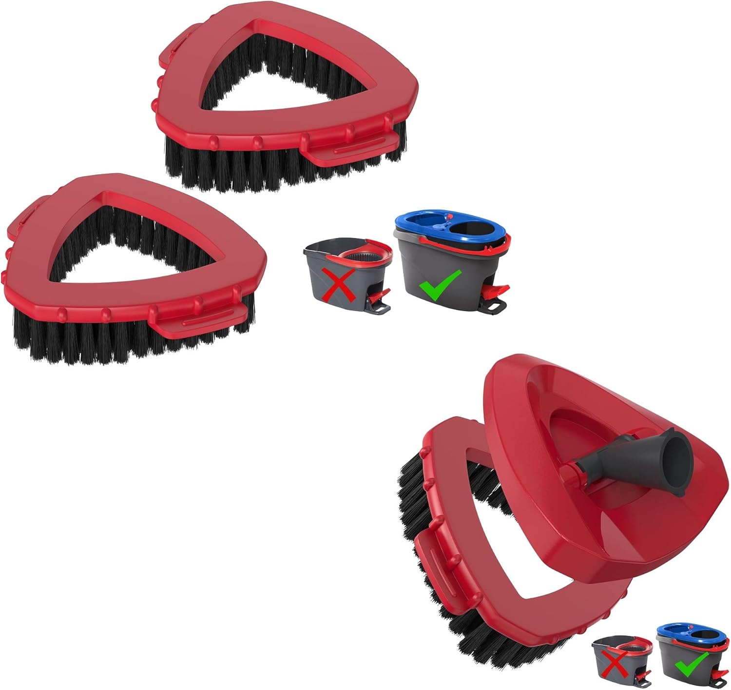 3 Pack Scrub Brush Head + Mop Base, Compatible with Ocedar Spin Mop 2 Tank System