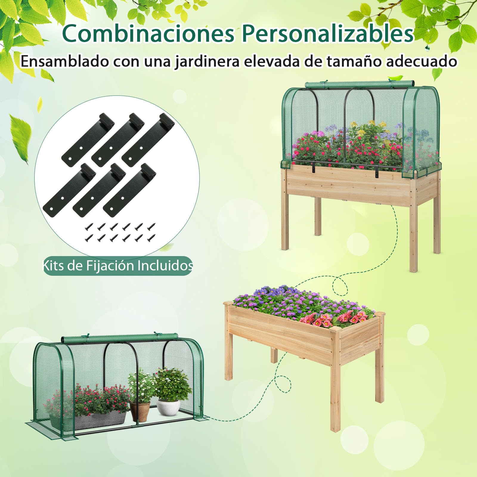 GOPLUS Mini Invernadero Portátil, 118 x 55 x 60 cm, Invernadero Exterior con Puerta Enrollable, Estacas de Tierra, Estructura de Metal, Cubierta PE Impermeable, para Verduras Flores Plantas (Verde)